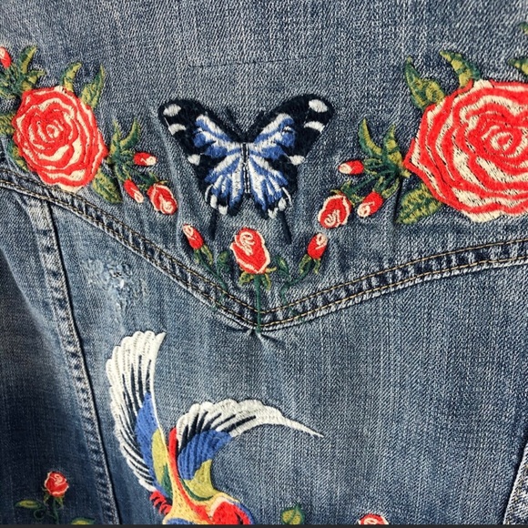 Blank NYC Wild Child Bird Embroider Denim Jacket S - Picture 10 of 15